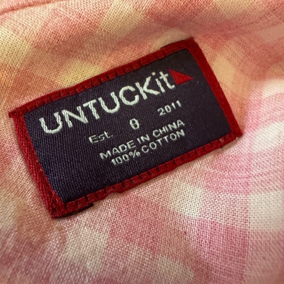 Untuckit Calina Long Sleeve Button Down Pink Gingham Shirt - Picture 8 of 8